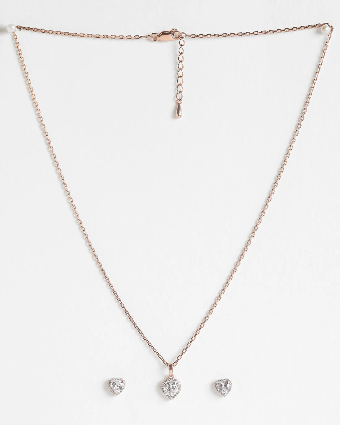 Silver Heart Solitaire Jewellery Set