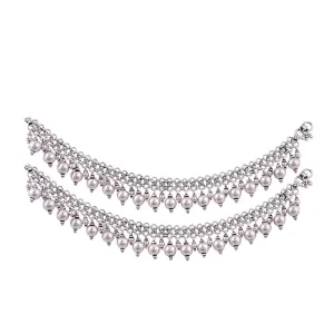Silver Mountain Sterling Silver Ball Anklet