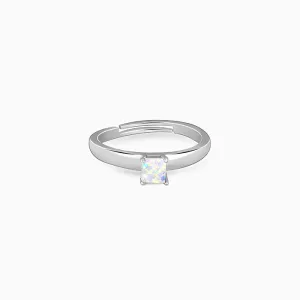 Silver Opal Square Ring