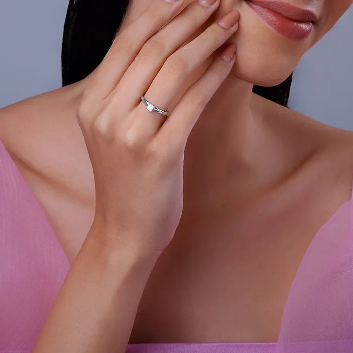 Silver Opal Square Ring