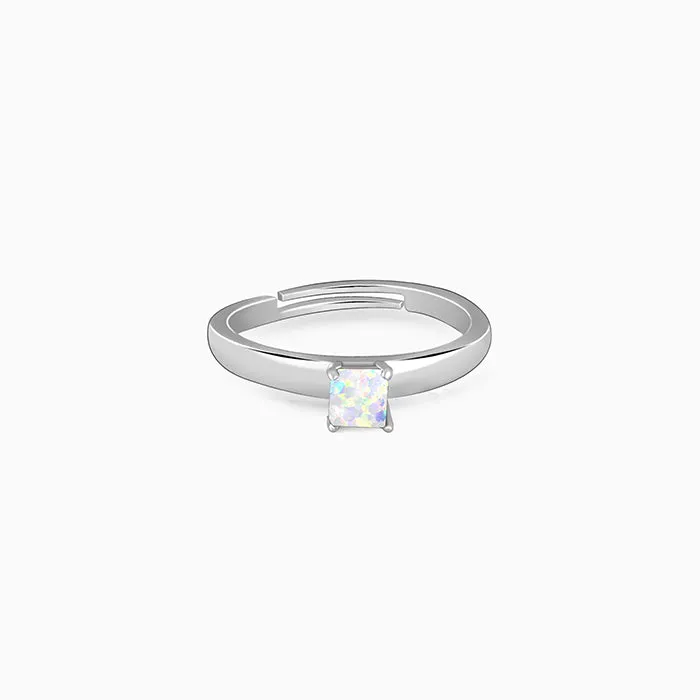 Silver Opal Square Ring