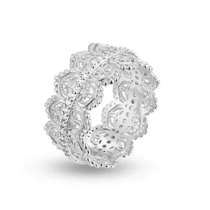 Silver plated ring assembled with zirconium oxide