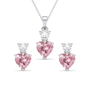Silver Two Hearts Jewellery Set
