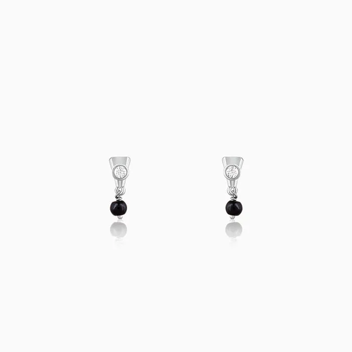 Silver Zirconia Noir Earrings