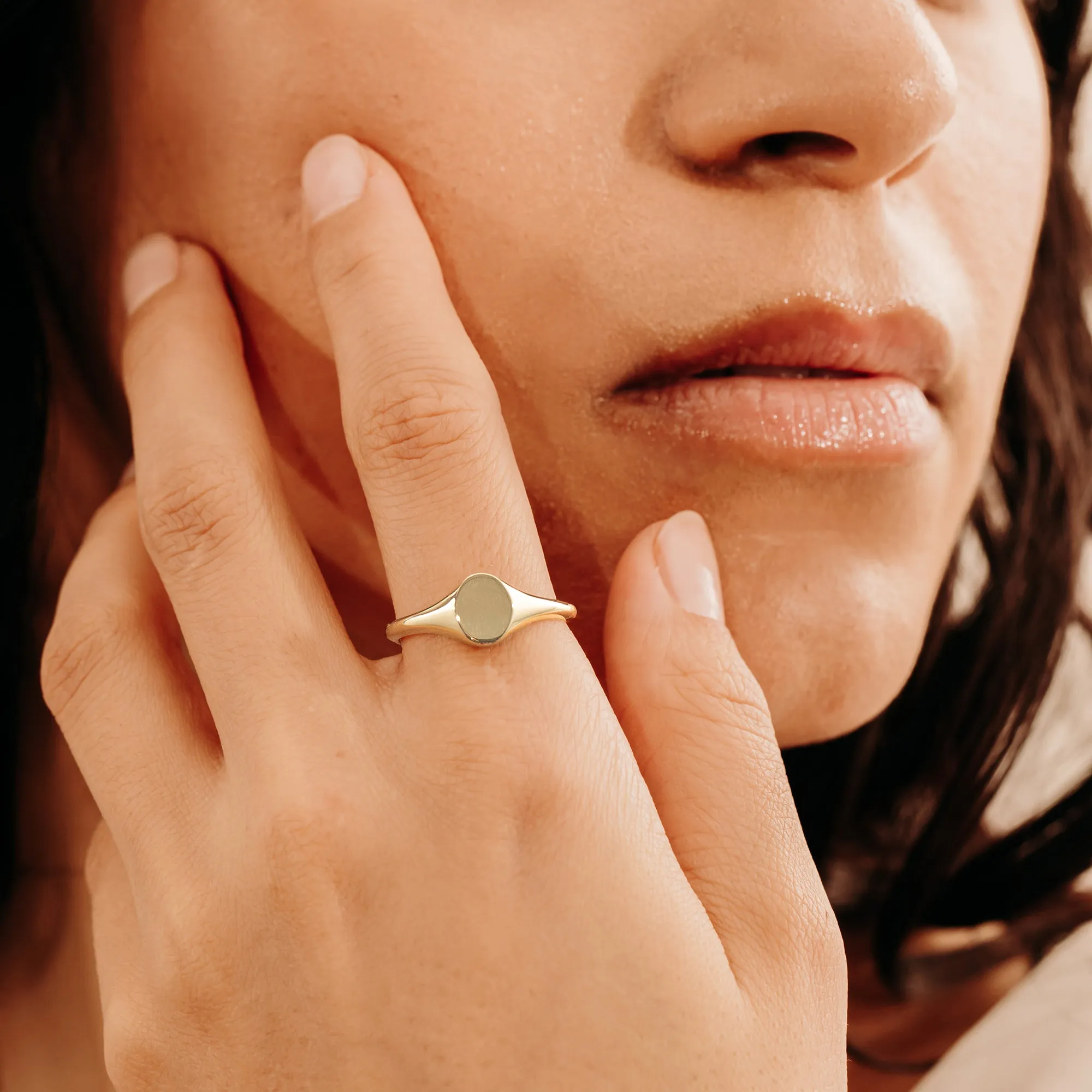 Solid Gold Oval Signet Ring, Trina
