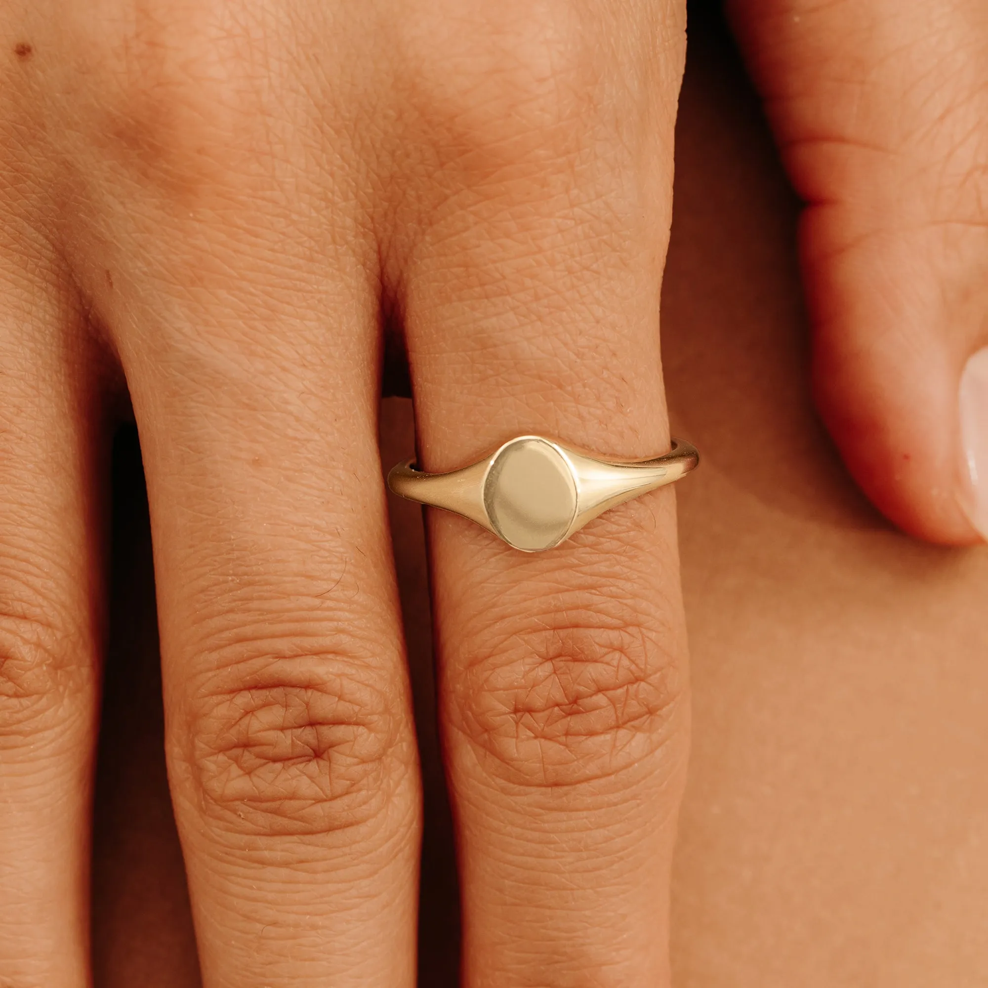 Solid Gold Oval Signet Ring, Trina
