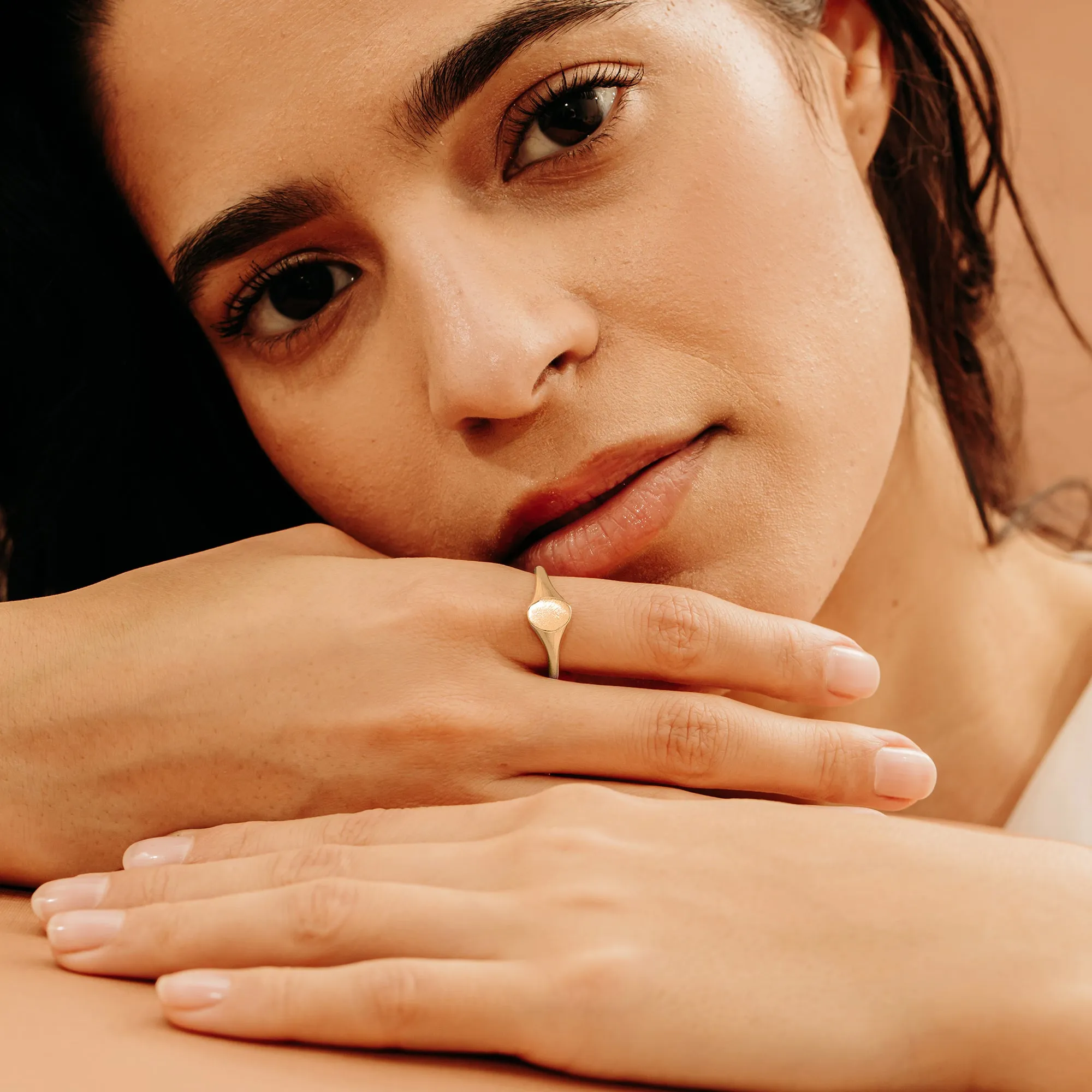Solid Gold Oval Signet Ring, Trina
