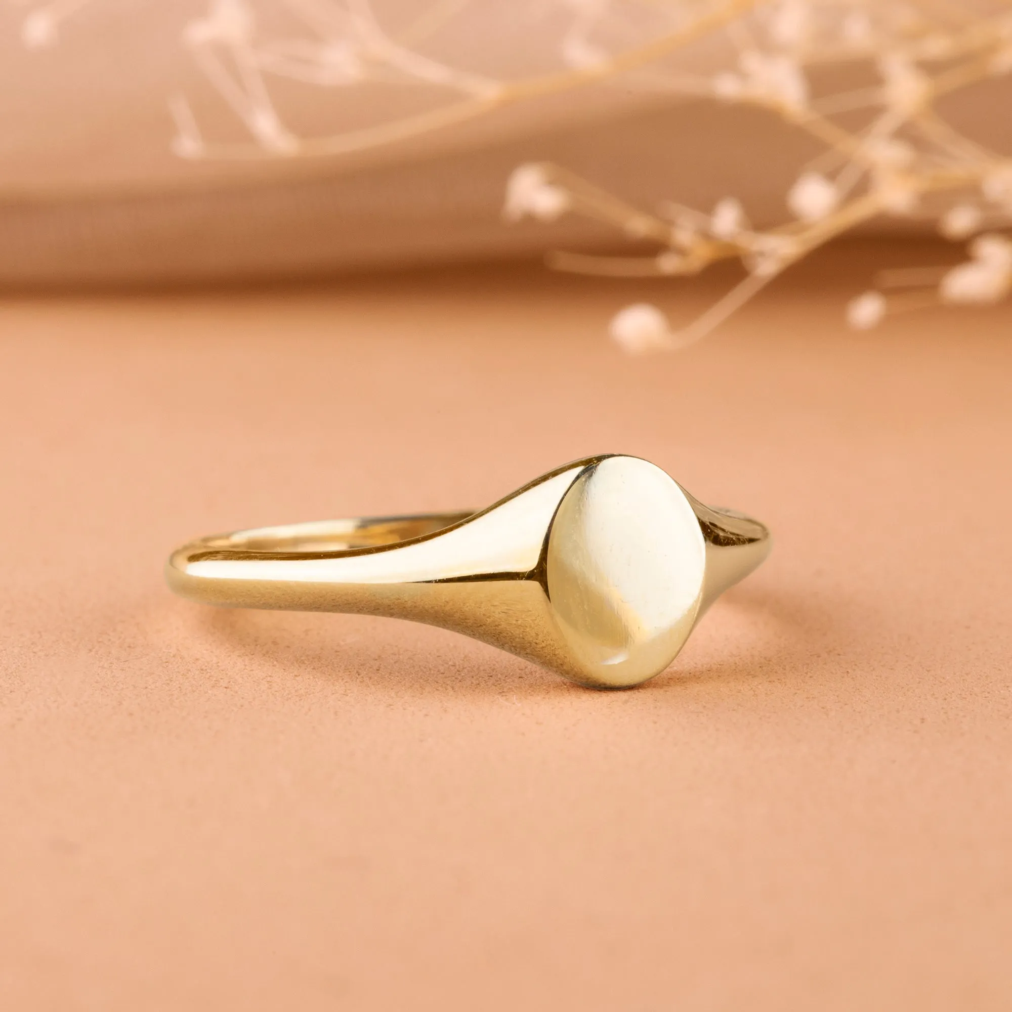 Solid Gold Oval Signet Ring, Trina