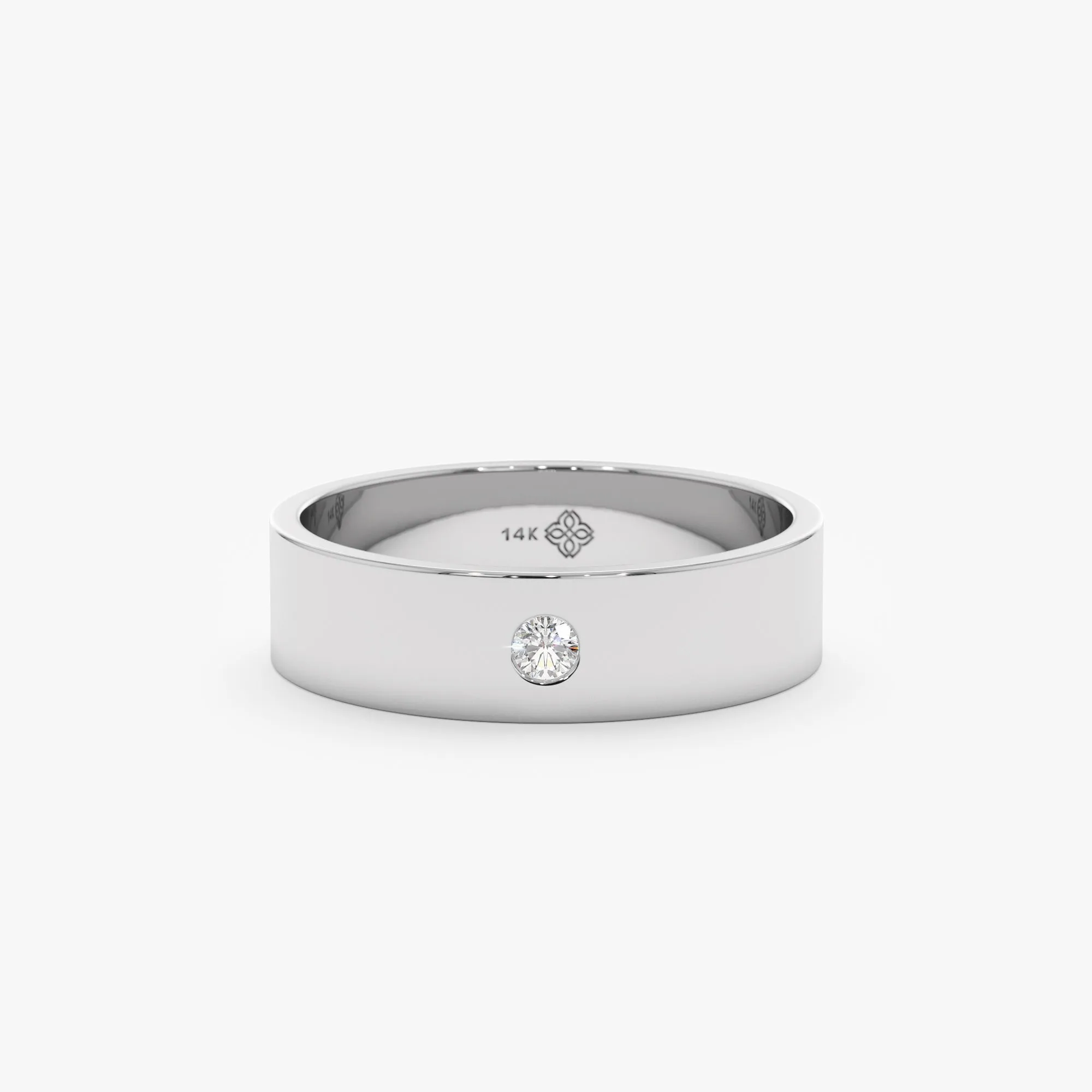 Solitaire Diamond Wedding Band, Violet