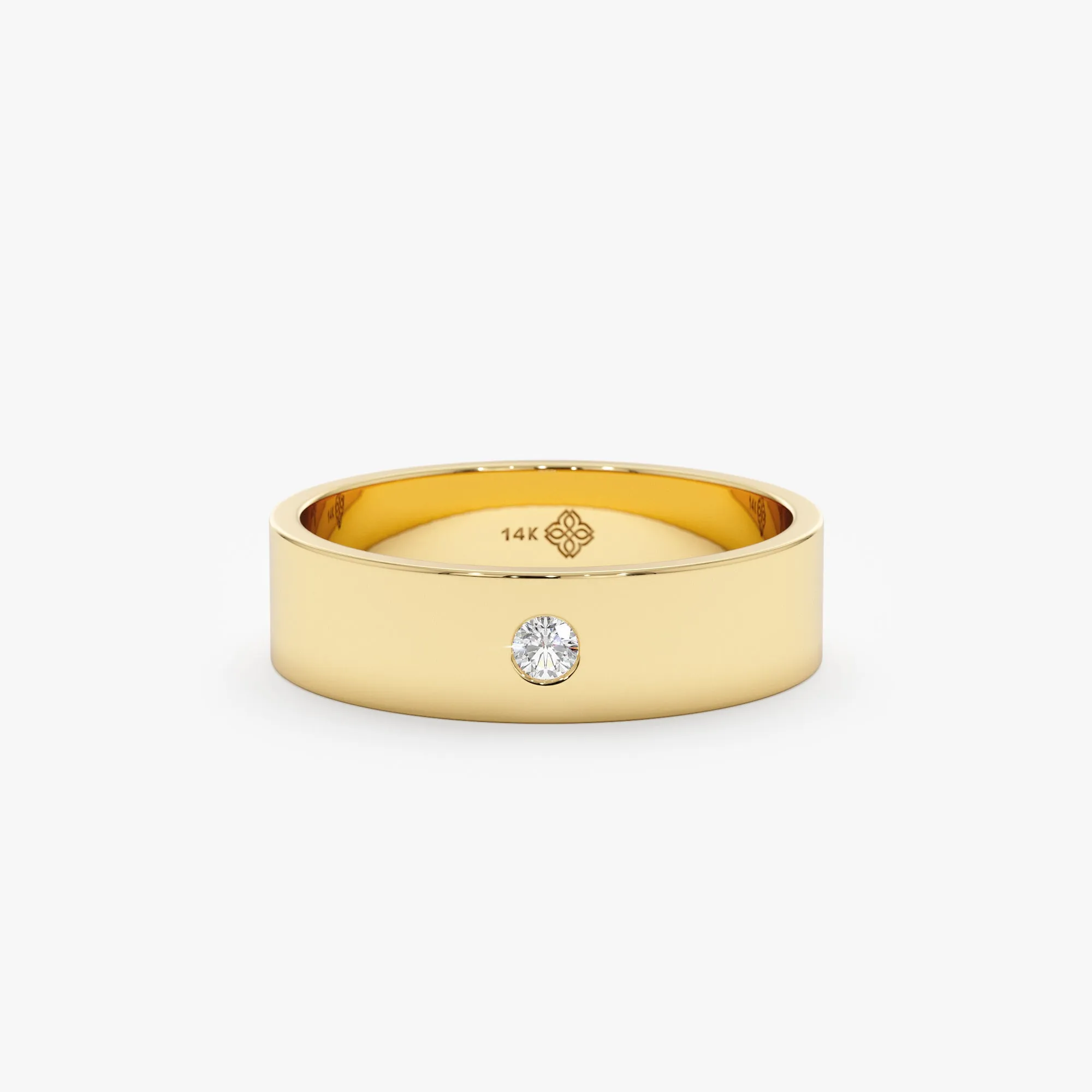 Solitaire Diamond Wedding Band, Violet