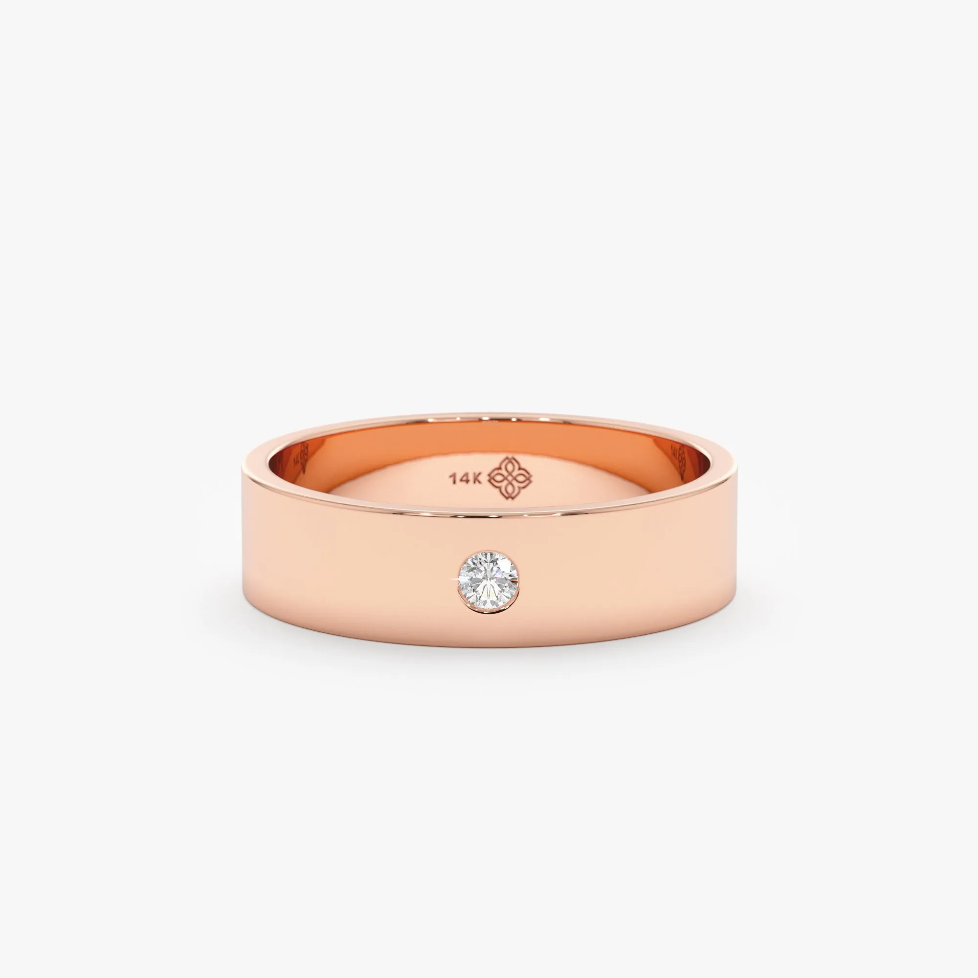 Solitaire Diamond Wedding Band, Violet