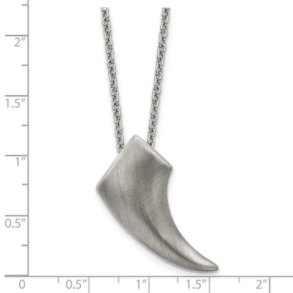 Stainless Steel Brushed Antiqued Claw Necklace