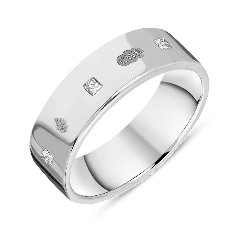 Sterling Silver 0.36ct Diamond Queen's Jubilee Hallmark Princess Cut 6mm Ring D