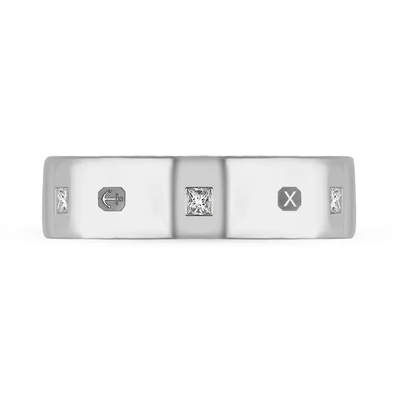 Sterling Silver 0.36ct Diamond Queen's Jubilee Hallmark Princess Cut 6mm Ring D