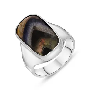 Sterling Silver Blue John Abstract Rectangle Ring D