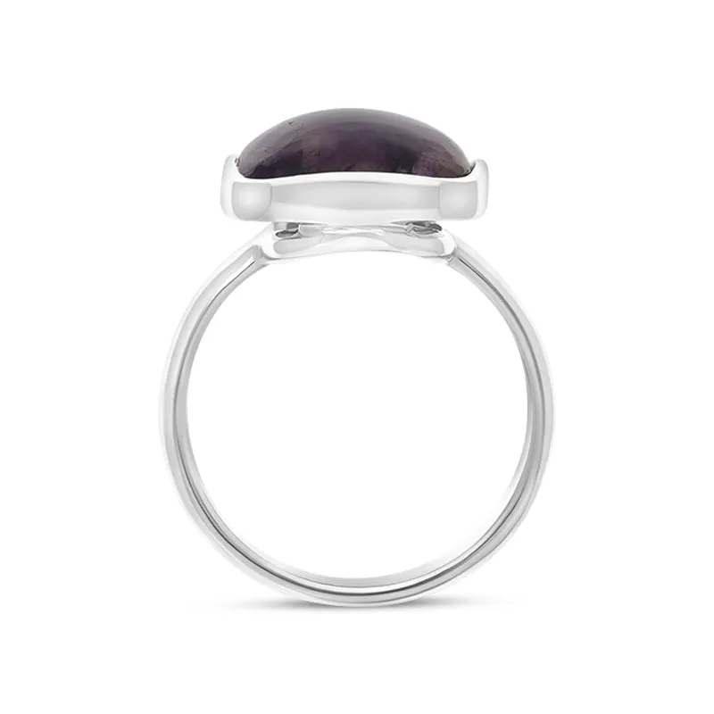 Sterling Silver Blue John Abstract Rectangle Shaped Ring D