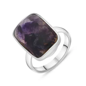 Sterling Silver Blue John Abstract Rectangle Shaped Ring D
