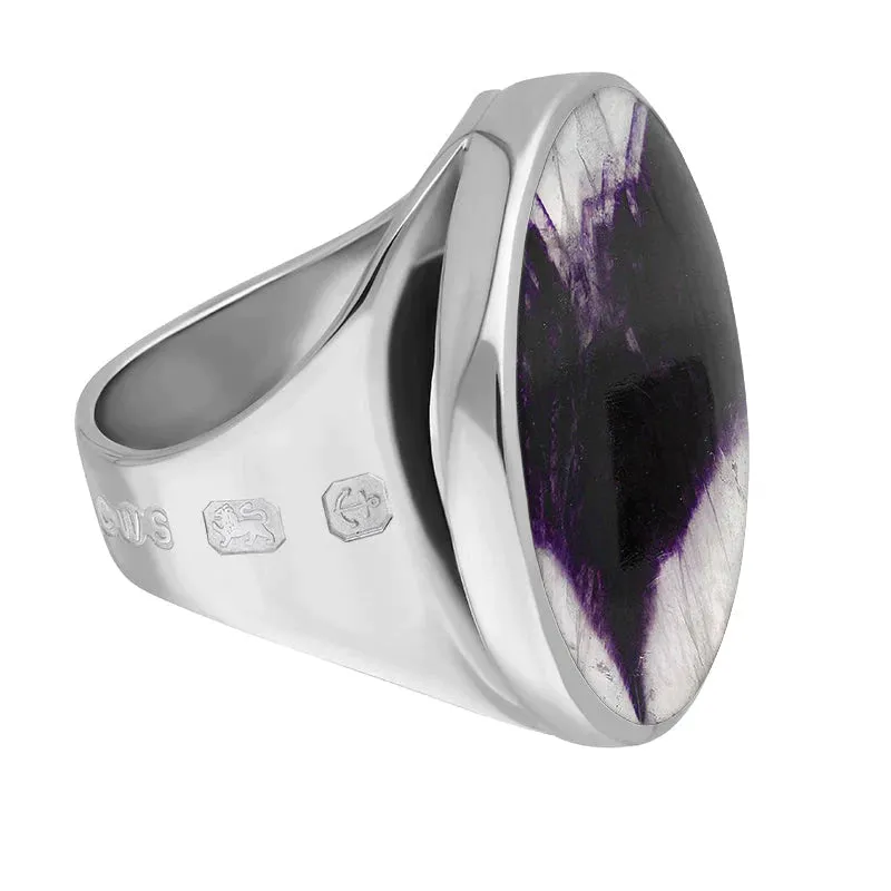 Sterling Silver Blue John King's Coronation Hallmark Medium Round Ring D