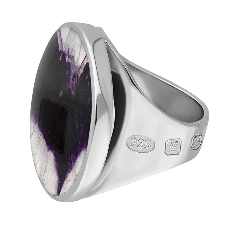 Sterling Silver Blue John King's Coronation Hallmark Medium Round Ring D