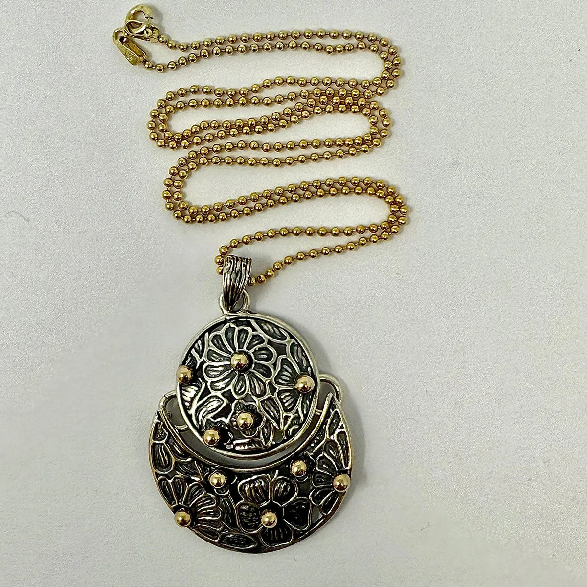 Sterling Silver Pendant Necklace with 14K Gold Accent