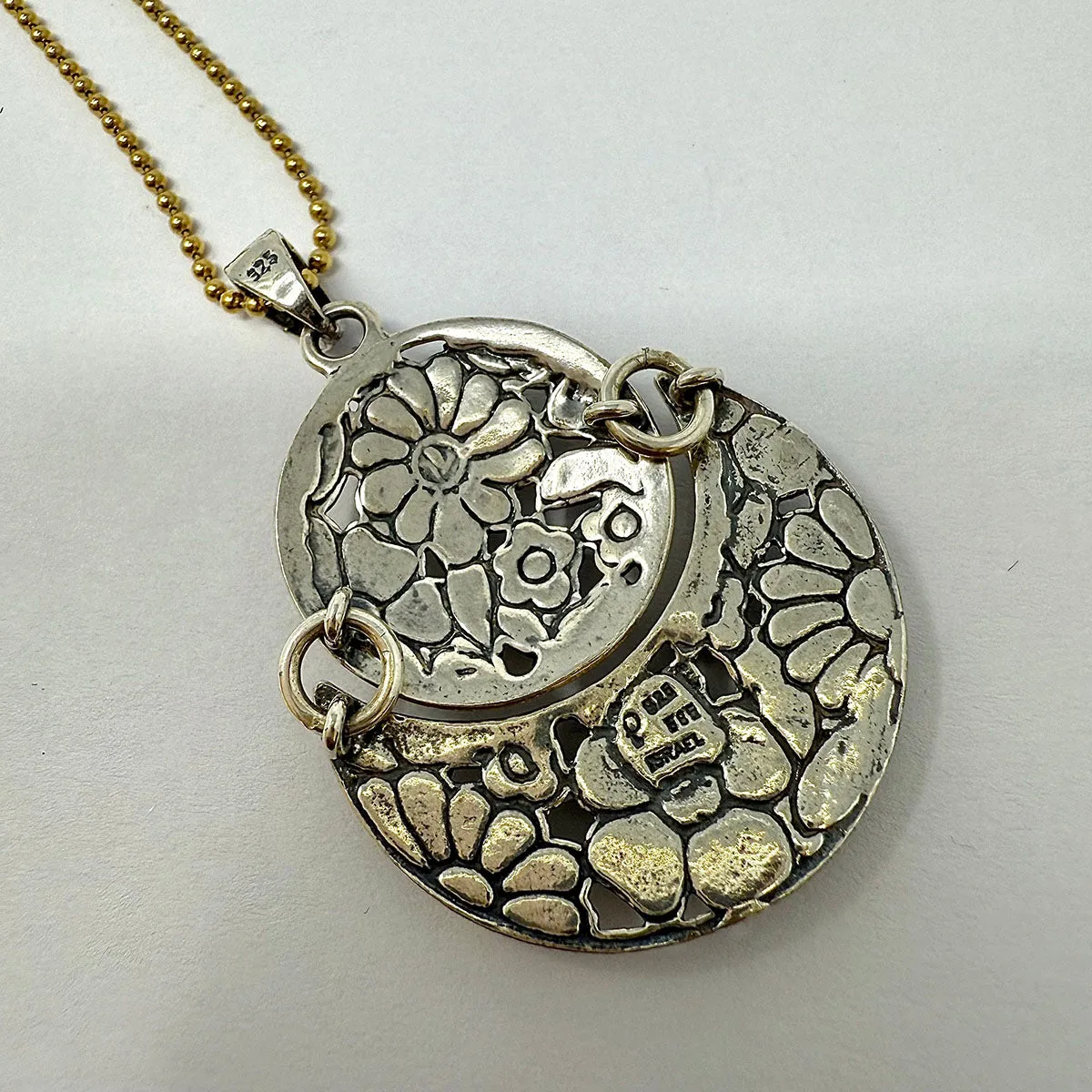 Sterling Silver Pendant Necklace with 14K Gold Accent