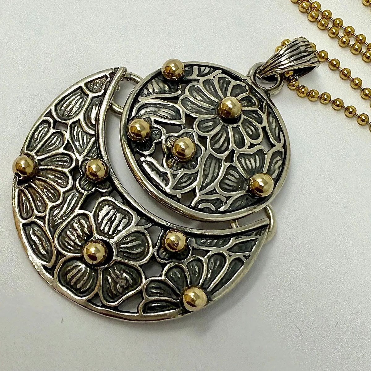 Sterling Silver Pendant Necklace with 14K Gold Accent