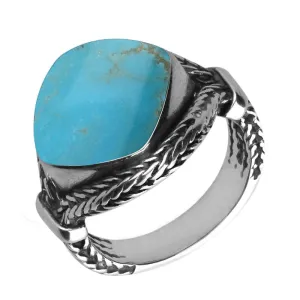 Sterling Silver Turquoise Cushion Split Shoulder Foxtail Ring D