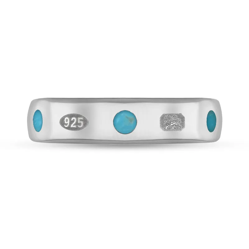 Sterling Silver Turquoise King's Coronation Hallmark 5mm Ring D