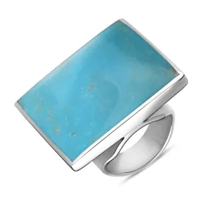 Sterling Silver Turquoise King's Coronation Hallmark Large Square Ring D