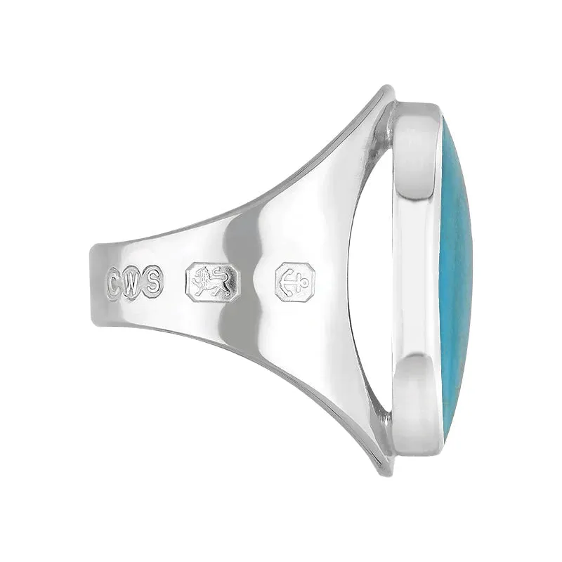 Sterling Silver Turquoise King's Coronation Hallmark Medium Oval Ring D
