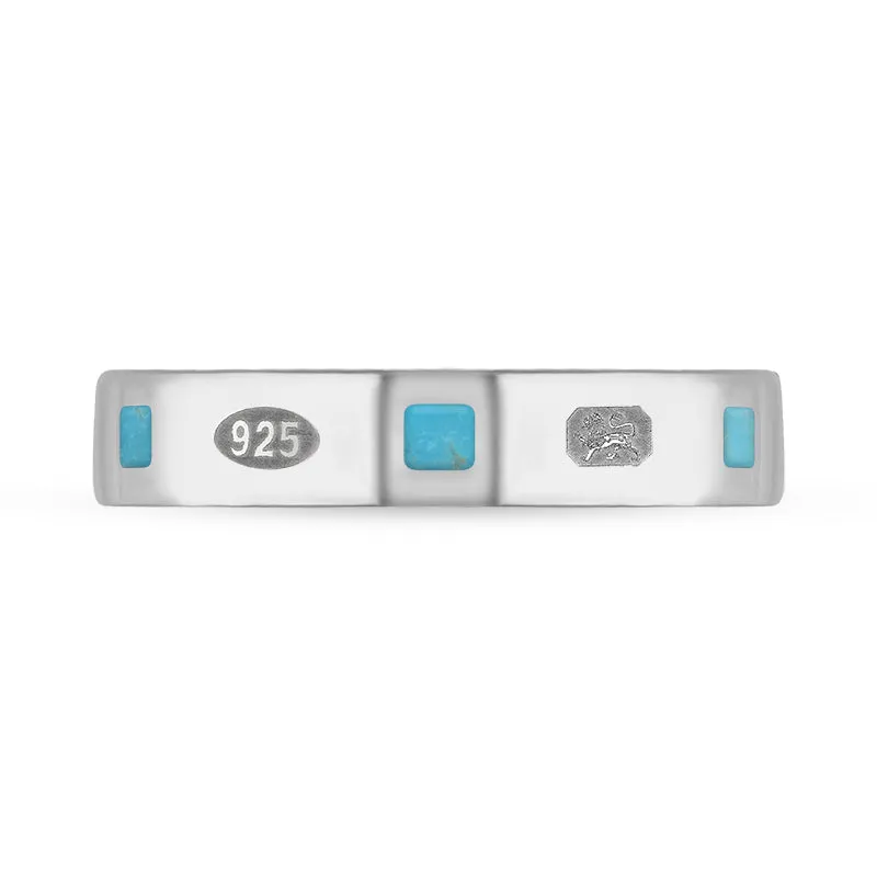 Sterling Silver Turquoise King's Coronation Hallmark Princess Cut 4mm Ring D