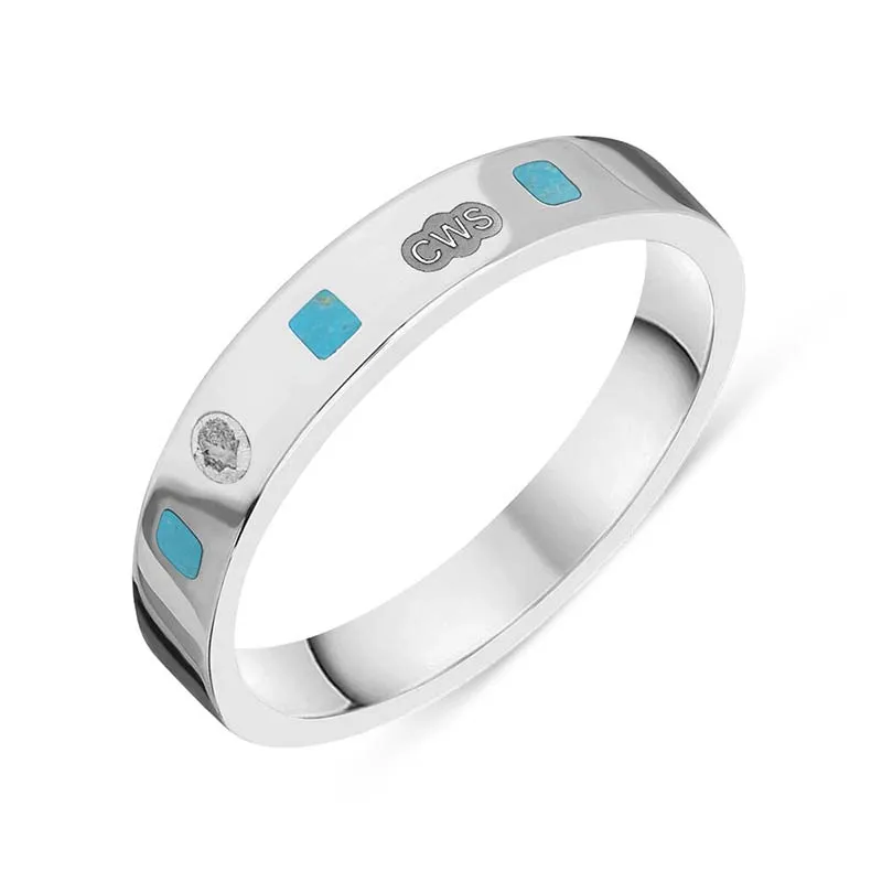 Sterling Silver Turquoise King's Coronation Hallmark Princess Cut 4mm Ring D