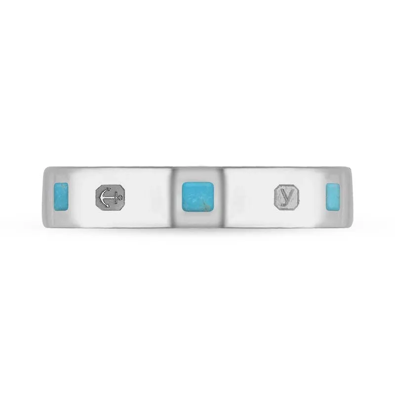 Sterling Silver Turquoise King's Coronation Hallmark Princess Cut 4mm Ring D