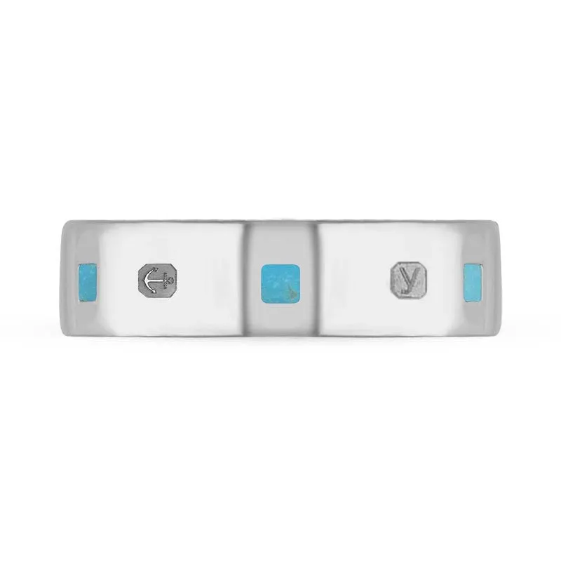 Sterling Silver Turquoise King's Coronation Hallmark Princess Cut 6mm Ring D