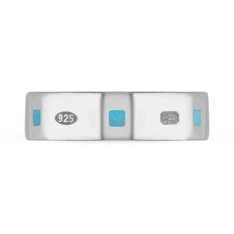Sterling Silver Turquoise King's Coronation Hallmark Princess Cut 6mm Ring D
