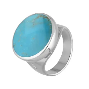 Sterling Silver Turquoise King's Coronation Hallmark Small Round Ring D