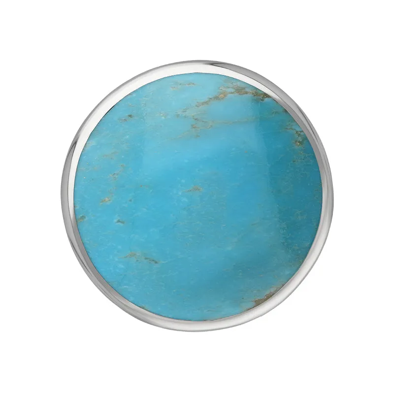 Sterling Silver Turquoise King's Coronation Hallmark Small Round Ring D