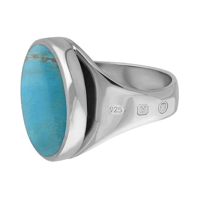 Sterling Silver Turquoise King's Coronation Hallmark Small Round Ring D