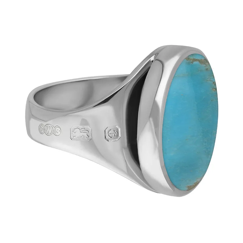 Sterling Silver Turquoise King's Coronation Hallmark Small Round Ring D