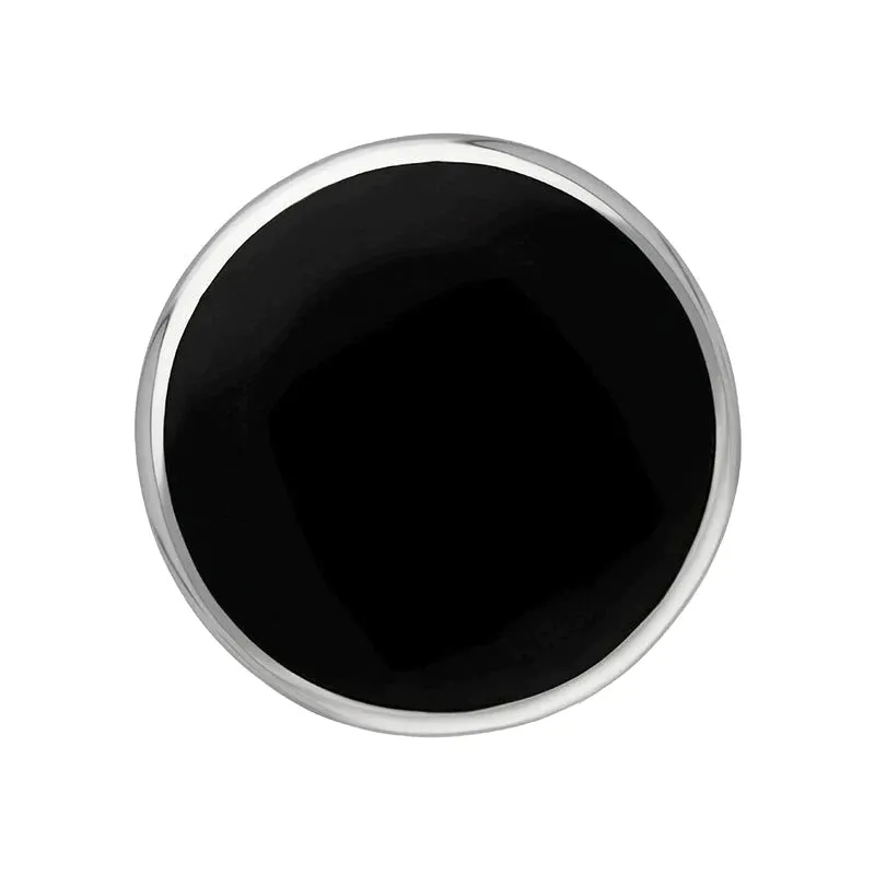 Sterling Silver Whitby Jet King's Coronation Hallmark Small Round Ring D