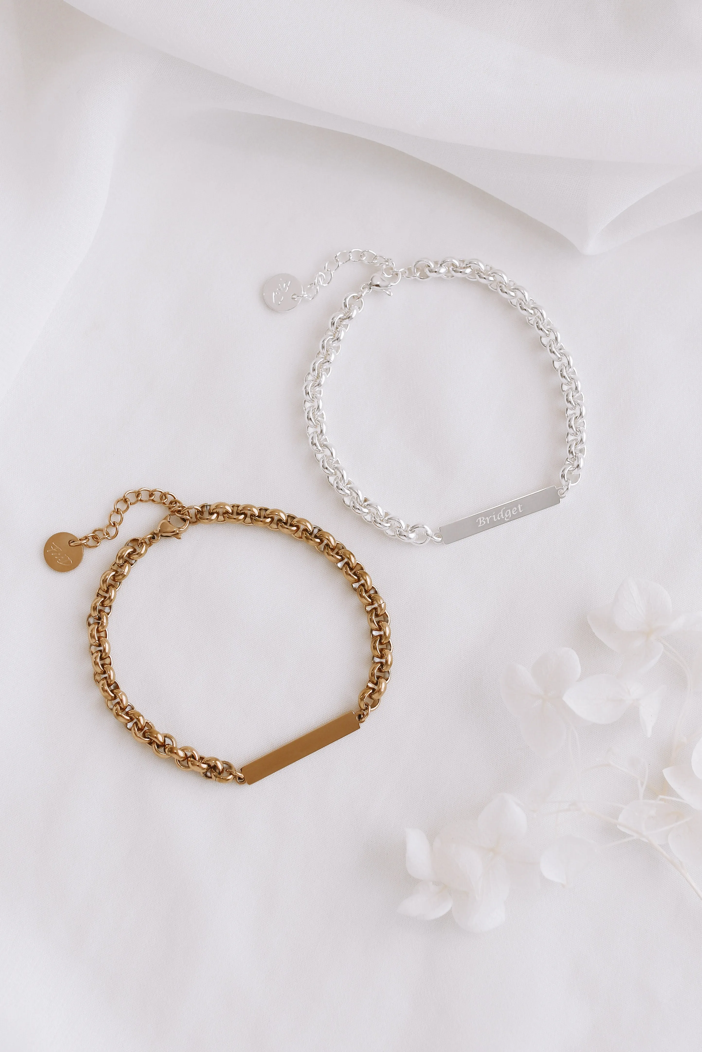Tammy - Stainless Steel Engraved Bar Bracelet
