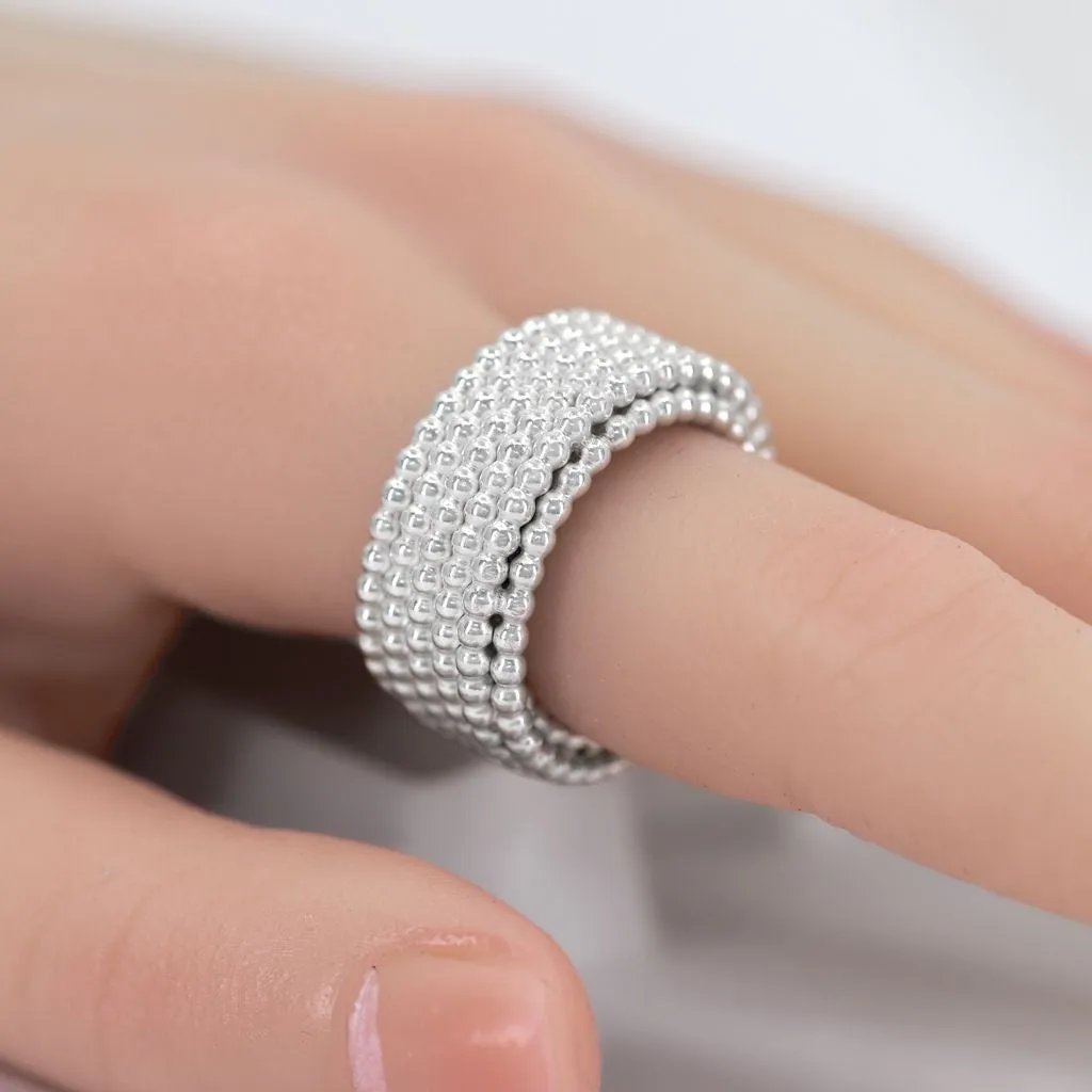 Tanja Friedrichs Sterling Silver Five Row Loope Band Ring