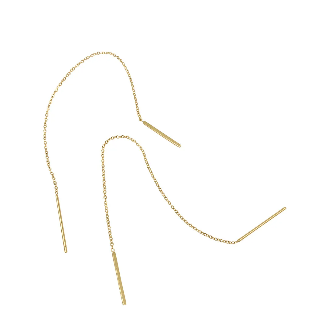 Tarnish Resistant 14k Gold Plated Threader Earrings