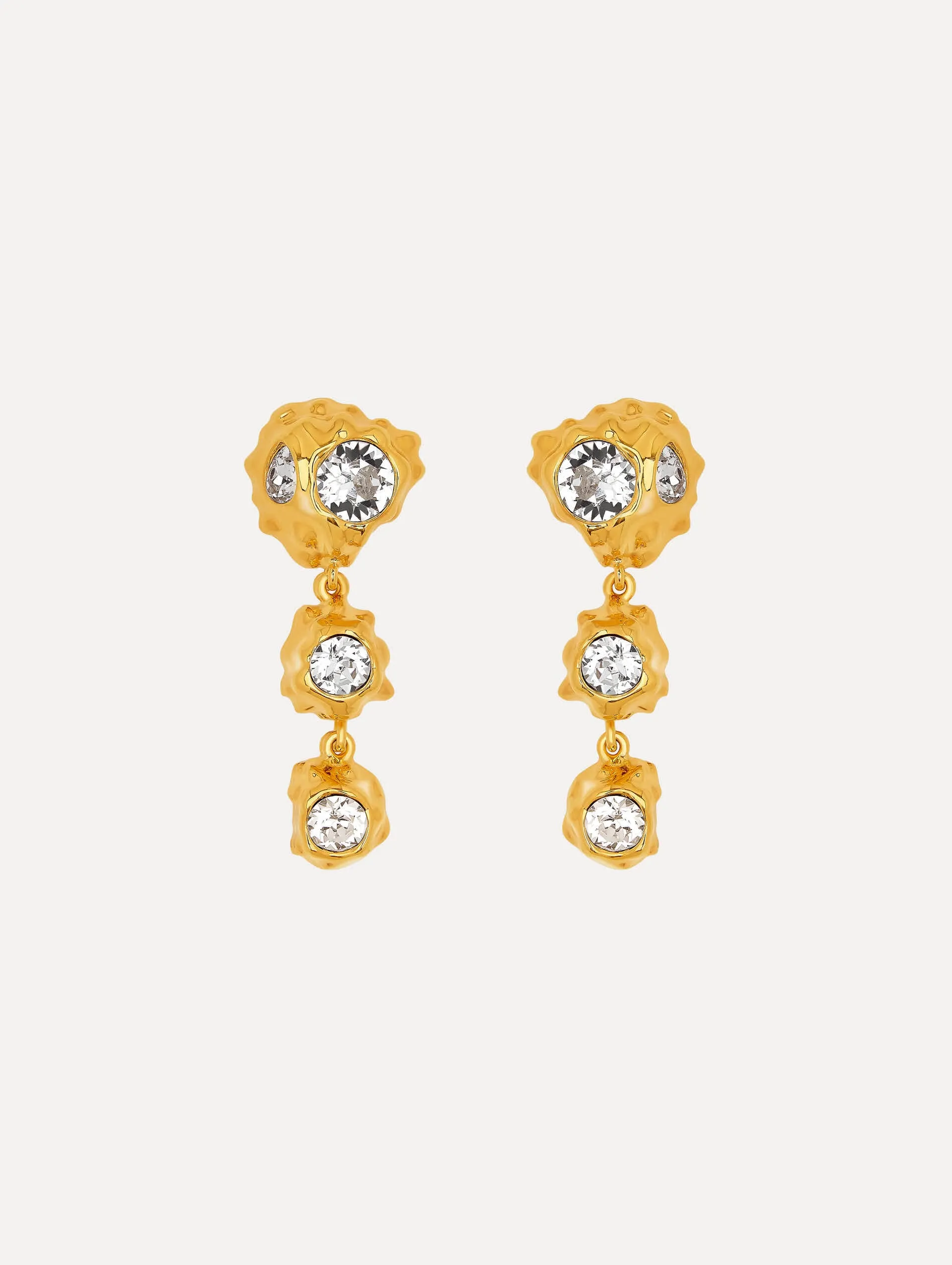 Textured Metal Triple Drop Earrings