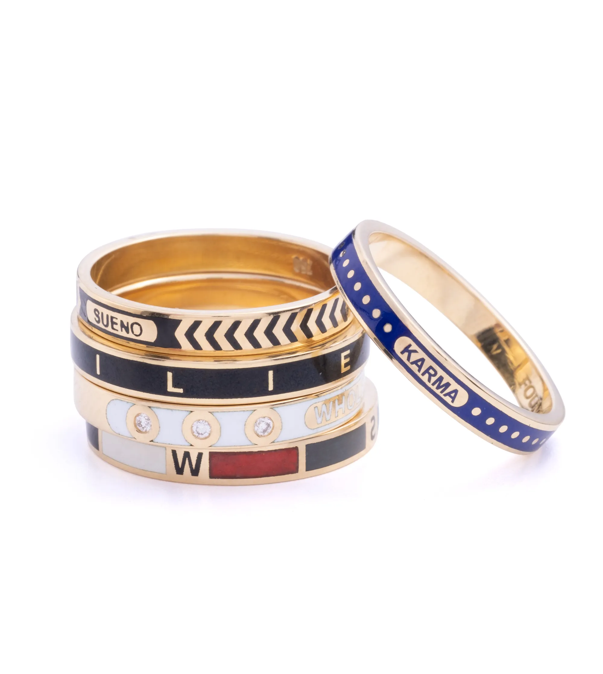 Thin Champleve Band Internal Compass