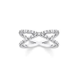 Thomas Sabo Charm Club Sterling Silver White CZ X Shape Ring