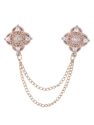 Traditional Double Chain Hanging Flower Brooch