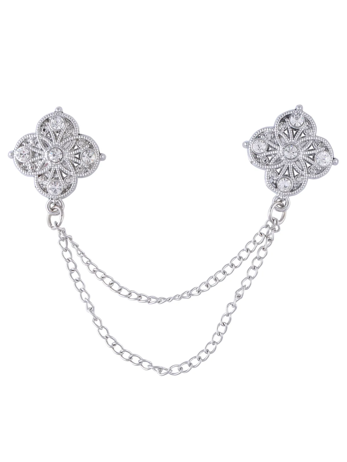Traditional Double Chain Hanging Flower Brooch