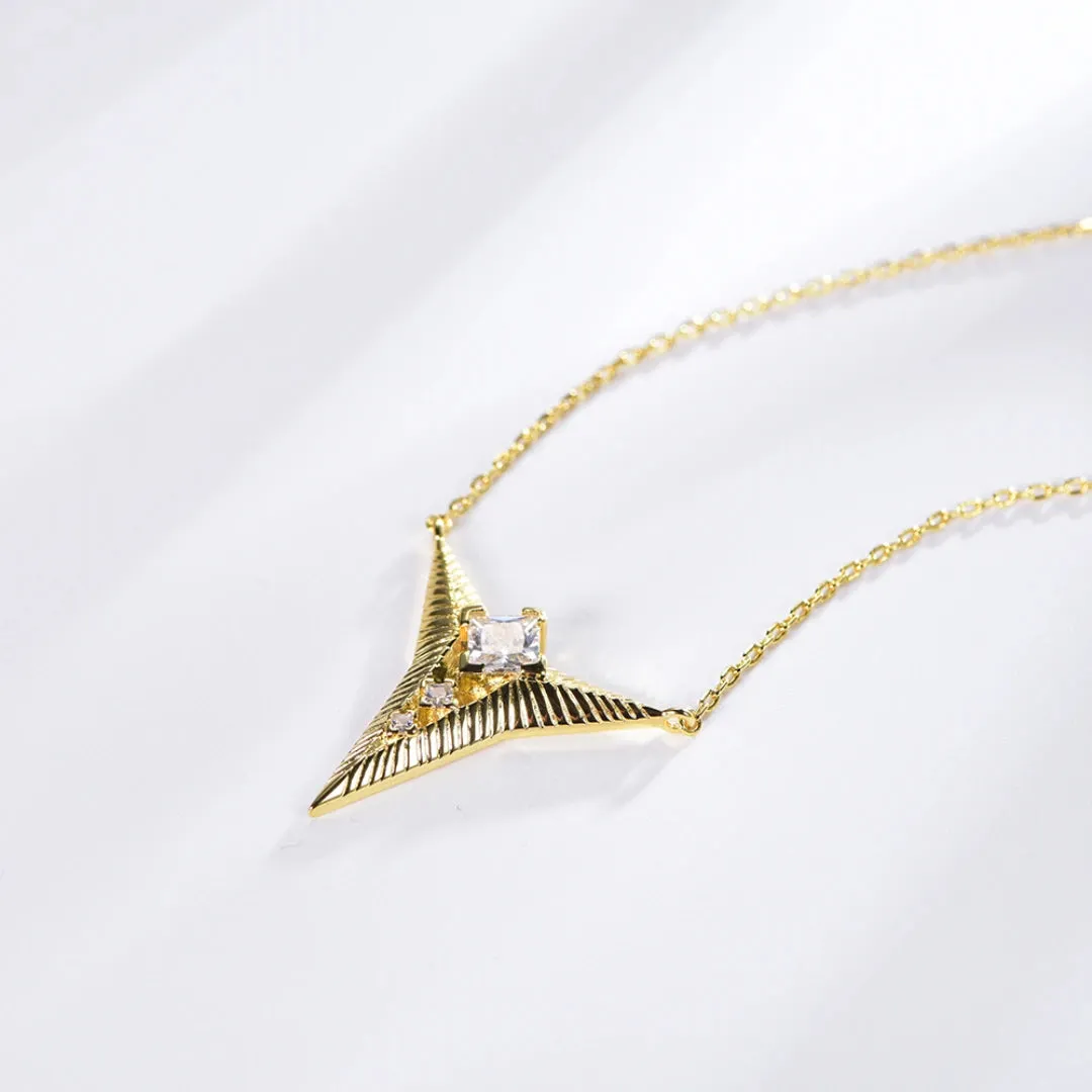 Triangle Cubic Zirconia Diamond Necklace Falling star Collection Designed by Ida Eckhel