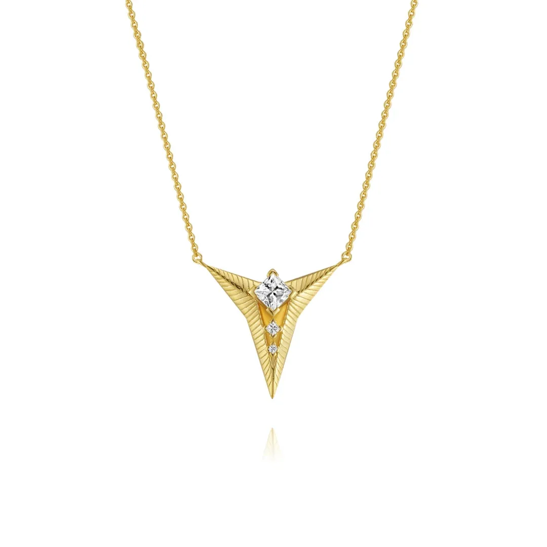 Triangle Cubic Zirconia Diamond Necklace Falling star Collection Designed by Ida Eckhel